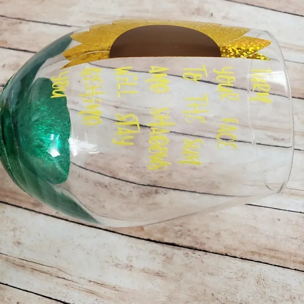 Sunflower Wine Glass, Fall Tumbler, Sunflower Design